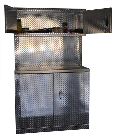 Garage & Shop Combination 4 Foot Base with Overhead Cabinet - Deluxe, (48"L x 80"H  x 22"D), Aluminum