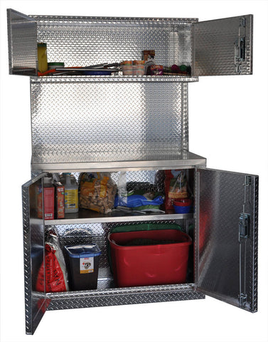 Garage & Shop Combination 4 Foot Base with Overhead Cabinet - Deluxe, (48"L x 80"H  x 22"D), Aluminum