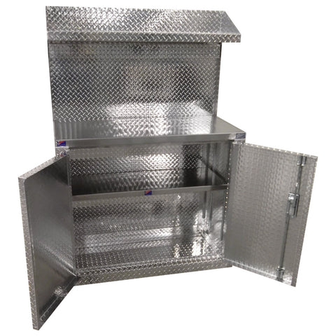 Garage & Shop Combination 4 Foot  Base Cabinet with Overhead Shelf - Deluxe, (48"L x 70"H  x 22"D), Aluminum