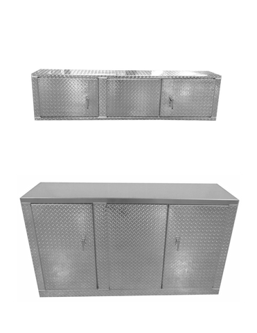 Garage & Shop Package, Deluxe Base Cabinet with Overhead Cabinet - 6 Foot, Aluminum