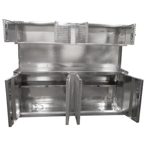 Combination 8 Foot Base Cabinet with Overhead Cabinet - Deluxe, (96"L x 80"H  x 22"D), Aluminum