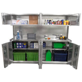 Combination 8 Foot Base Cabinet with Overhead Cabinet - Deluxe, (96"L x 80"H  x 22"D), Aluminum