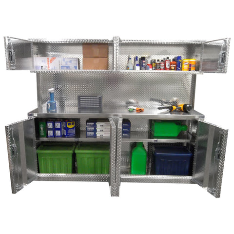 Combination 8 Foot Base Cabinet with Overhead Cabinet - Deluxe, (96"L x 80"H  x 22"D), Aluminum