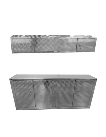 Garage & Shop Package, Deluxe Base Cabinet with Overhead Cabinet - 8 Foot, Aluminum