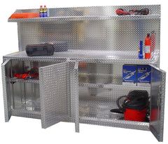 Combination 8 Foot Base Cabinet with Overhead Shelf - Deluxe - Aluminum