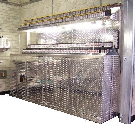 Combination 8 Foot Base Cabinet with Overhead Shelf - Deluxe, (96"L x 72"H  x 22"D), Aluminum