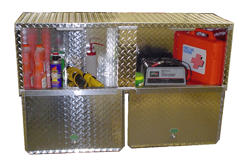 Trailer Package, Base Cabinet with Overhead Cabinet - 4 Foot, Aluminum