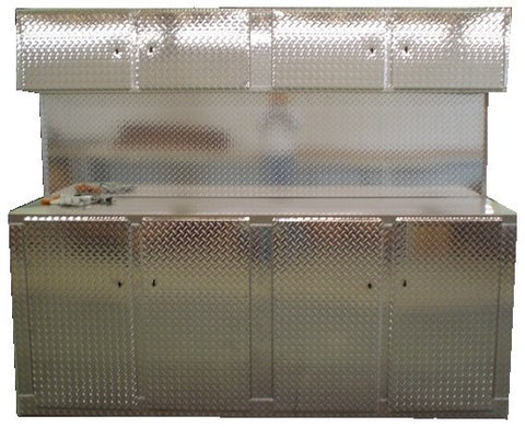 Trailer Combo Cabinet, 8 Foot Base with Overhead, (96"L x 78"H  x 22"D), Aluminum