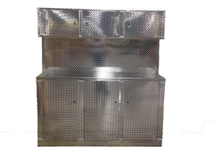 Trailer Combo Cabinet, 6 Foot Base with Overhead Attached, (72"L x 78"H  x 22"D), Aluminum