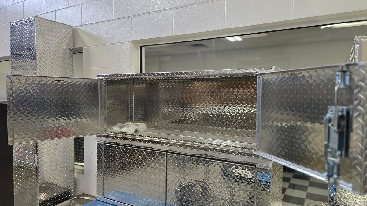 Garage & Shop Overhead Cabinet - 4 Foot - Deluxe, (48"L x 18"H  x 14"D), Aluminum-SCRATCH & DENT