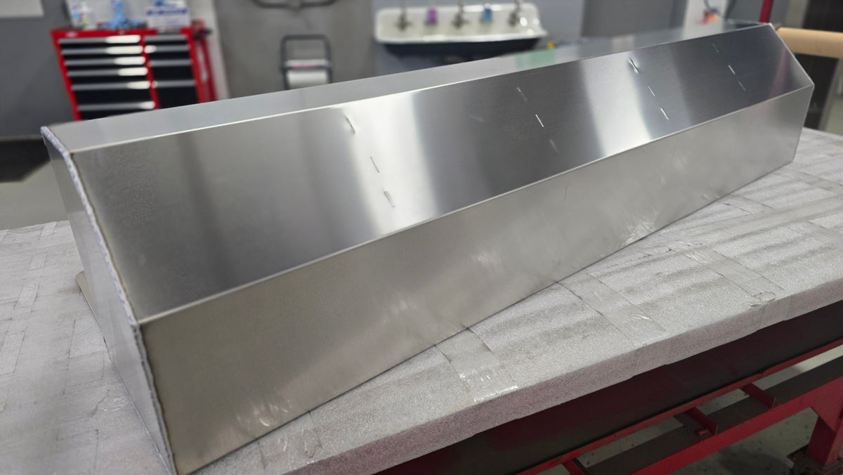 Overhead Trailer Cabinet with Radius Back - 6 foot (72"L x 15"H x 12"D), Aluminum SCRATCH AND DENT