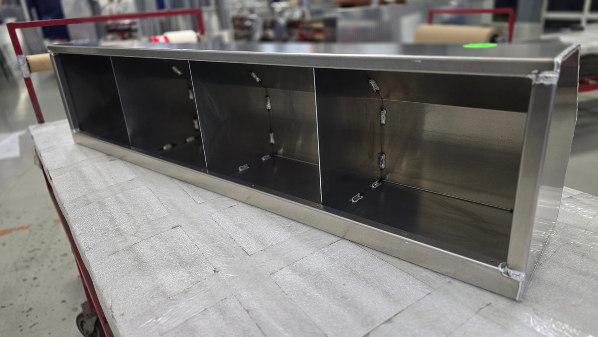 Overhead Trailer Cabinet with Radius Back - 6 foot (72"L x 15"H x 12"D), Aluminum SCRATCH AND DENT