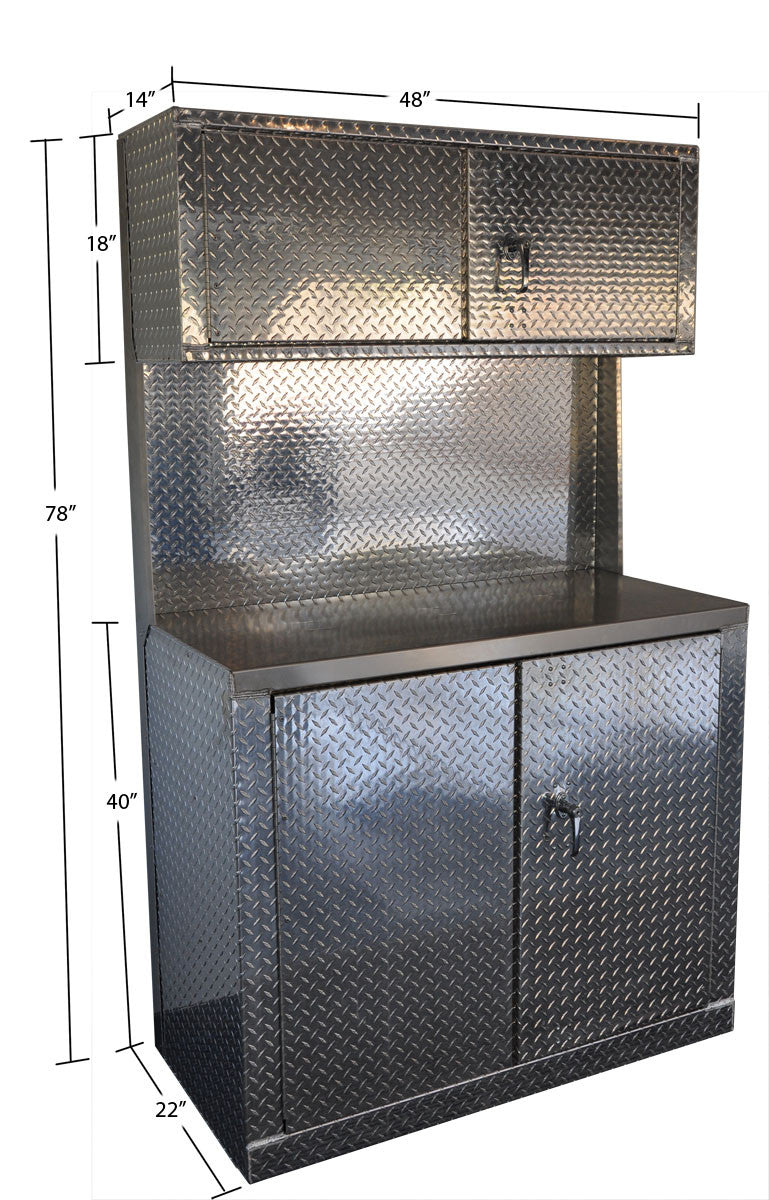 Garage & Shop Combination 4 Foot Base with Overhead Cabinet - Deluxe - Aluminum