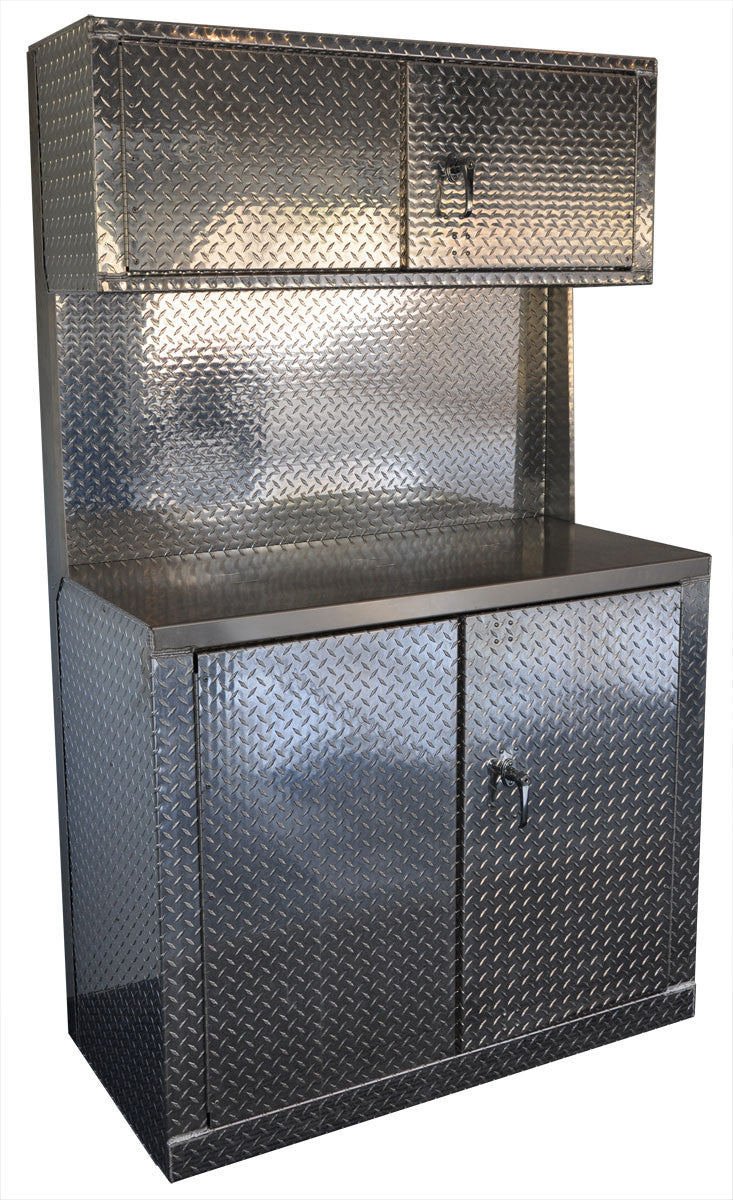 Garage & Shop Combination 4 Foot Base with Overhead Cabinet - Deluxe - Aluminum