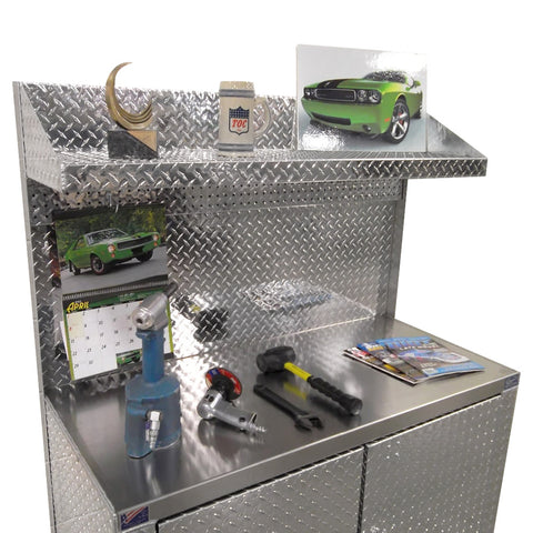 Garage & Shop Combination 4 Foot  Base Cabinet with Overhead Shelf - Deluxe, (48"L x 70"H  x 22"D), Aluminum