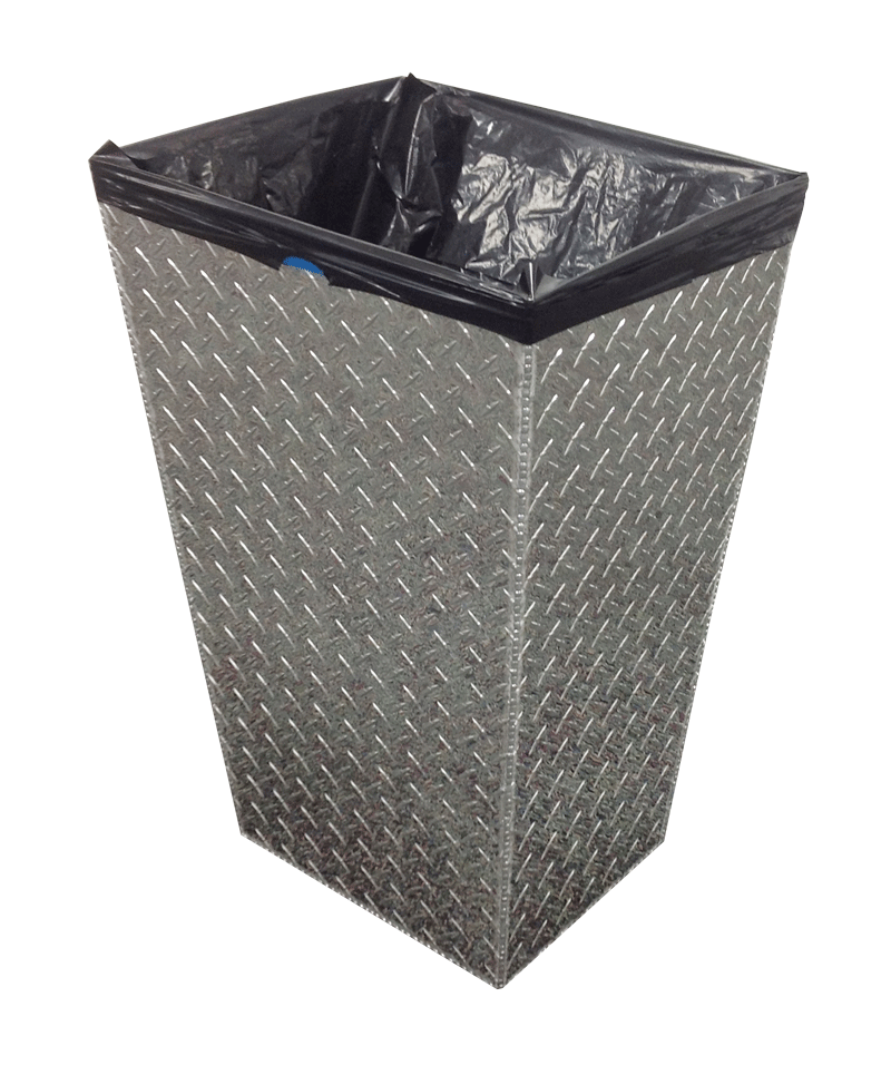 Garage Trash Can - Diamond Plate Aluminum | Pit Products