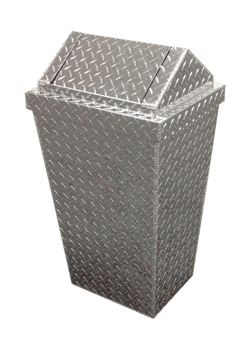 Garage Trash Can - Diamond Plate Aluminum | Pit Products