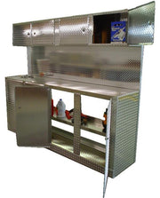 Trailer Combo Cabinet, 8 Foot Base with Overhead, (96"L x 78"H  x 22"D), Aluminum