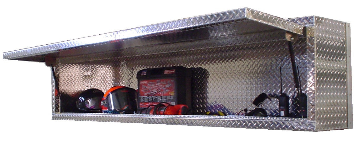 Overhead Trailer Cabinet - 6 Foot, Gas Charged Door, Aluminum