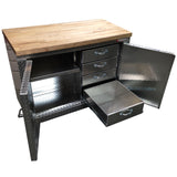 Garage & Shop Rolling Workbench Storage Cabinet - 4 Ft, (48"L x 39"H  x 22"D), Aluminum & Butcher Block