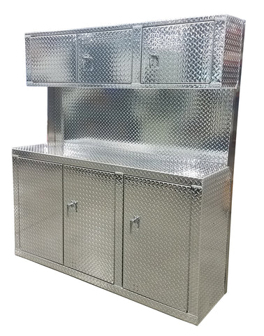 Combination 6 Foot Base Cabinet with Overhead Cabinet - Deluxe, (72"L x 80"H  x 22"D), Aluminum
