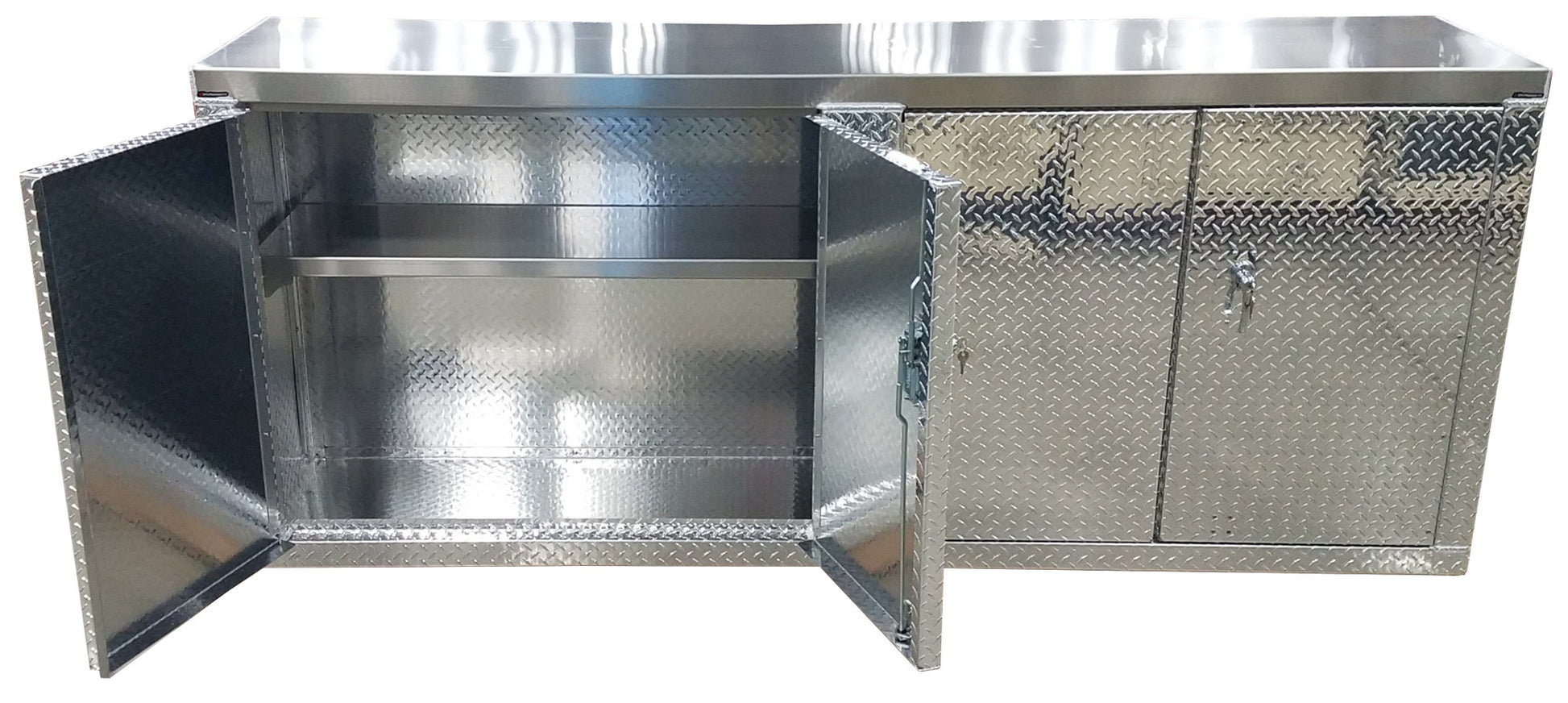 Garage & Shop Base Cabinet - 8 Foot - Deluxe - Aluminum